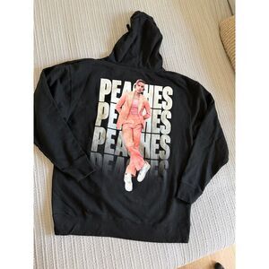 Justin Bieber Justice World Tour 2022 Peaches Hoodie Official Merch Black XL 🍑